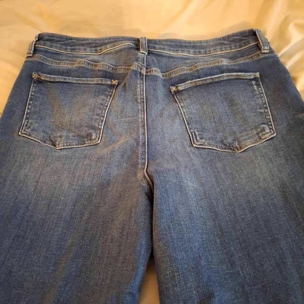 Chico's High Rise Straight Leg Crop Distressed Jeans - Blue - Picture 10 of 11
